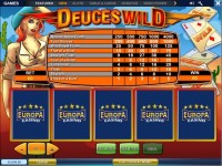   Europa Deuces Wild Online Video Poker