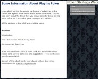   Some Information About Playing Poker