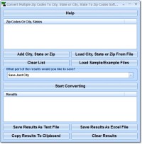   Convert Multiple Zip Codes To City, State or City, State To Zip Codes Software