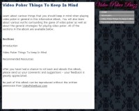   Video Poker Things To Keep In Mind
