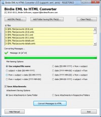   Transfer EML files to HTML